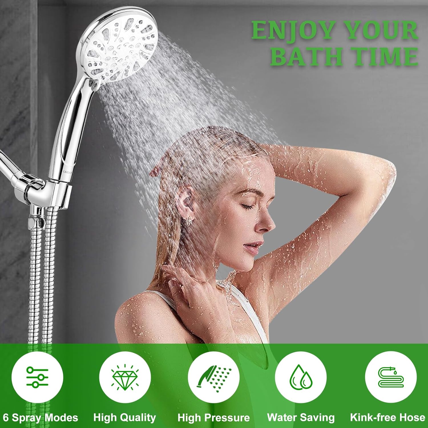 OHDAY 6-Mode Handheld Shower Head with Power Wash
