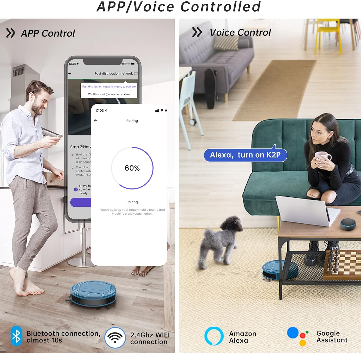 OKP Robot Vacuum Cleaner K2-Pro with WiFi and Alexa