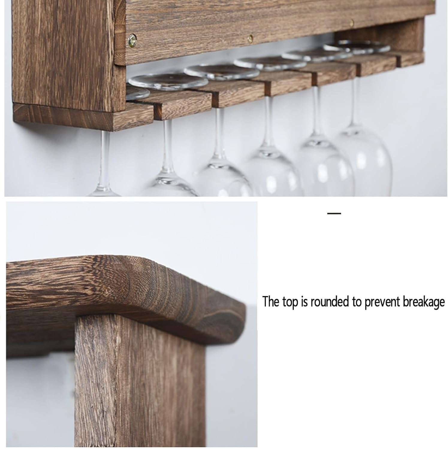 ERICAT Wall Mounted Wood Wine Rack for 6 Bottles