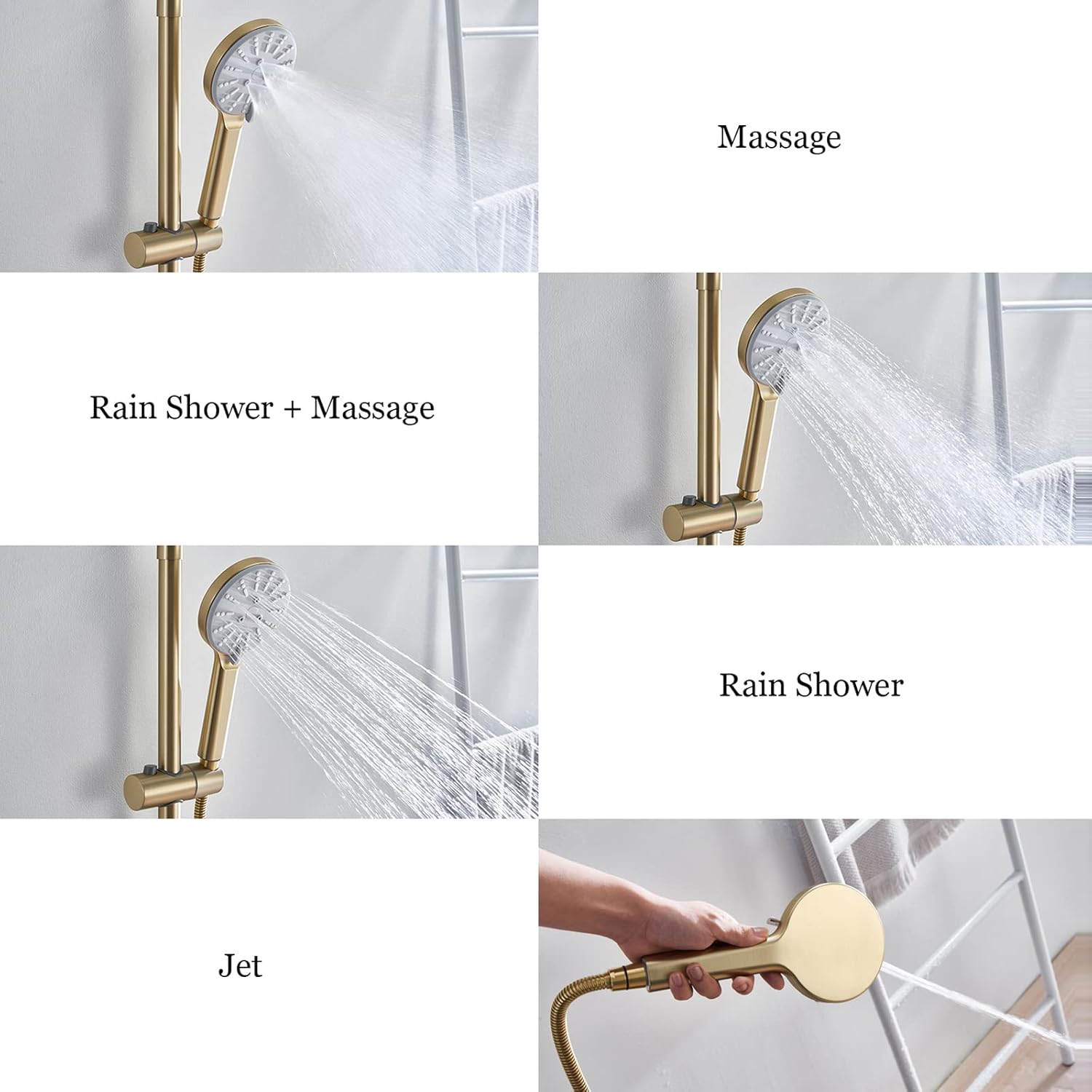 uhyOHF Rain Shower System Set with Handheld and 9 Head