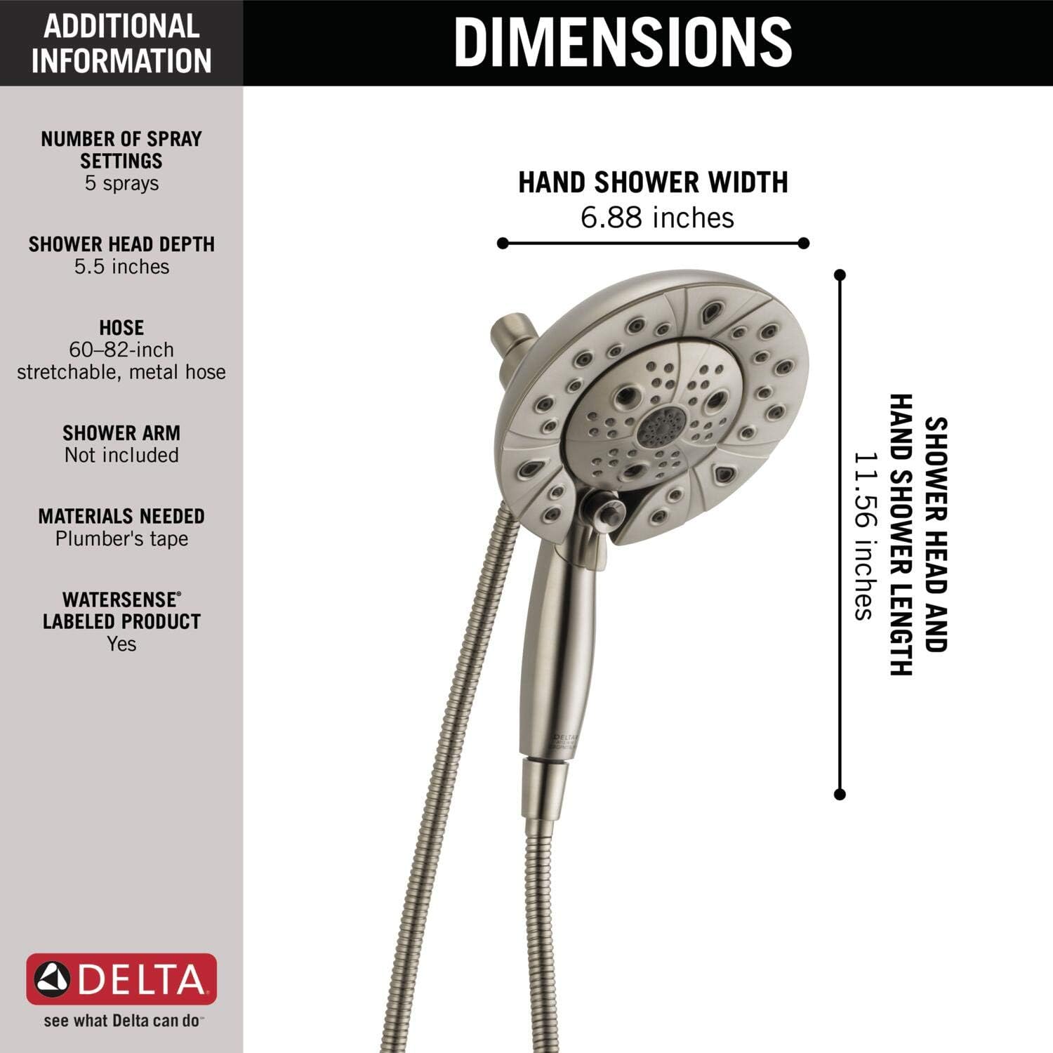 Delta In2ition 2-in-1 Dual Shower Head with Handheld and Hose