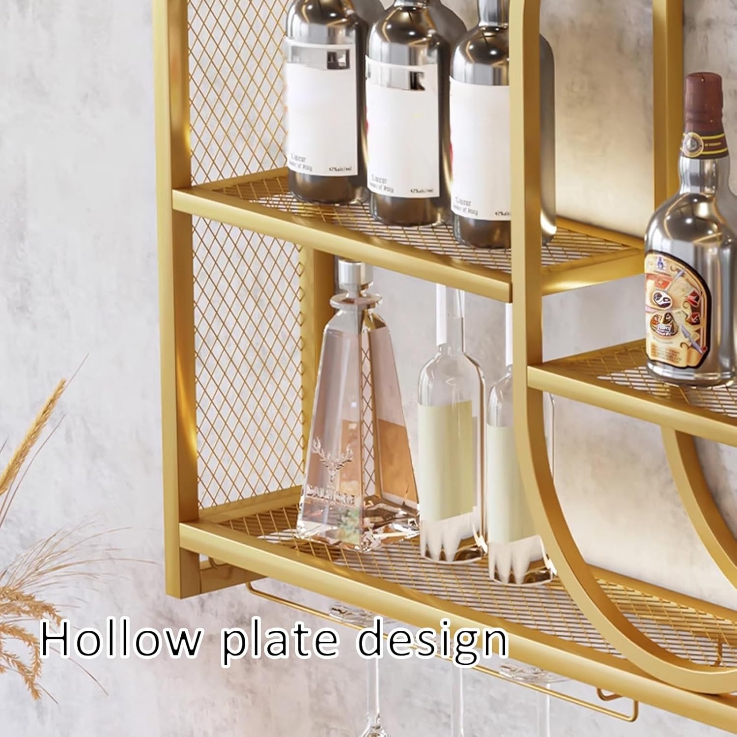JIAOCKJIAO Wall Wine Rack with 3 Tiers Large Capacity Industrial Style Black 393in