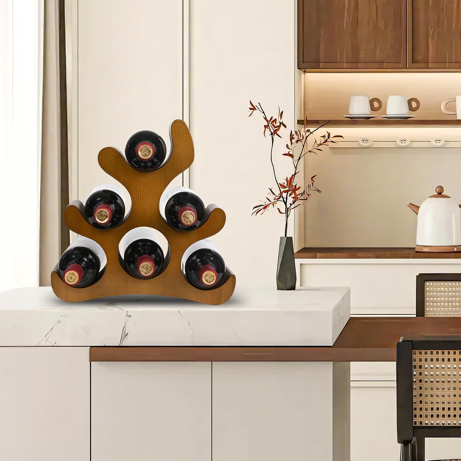 6 Bottle Countertop Wine Rack - Brown