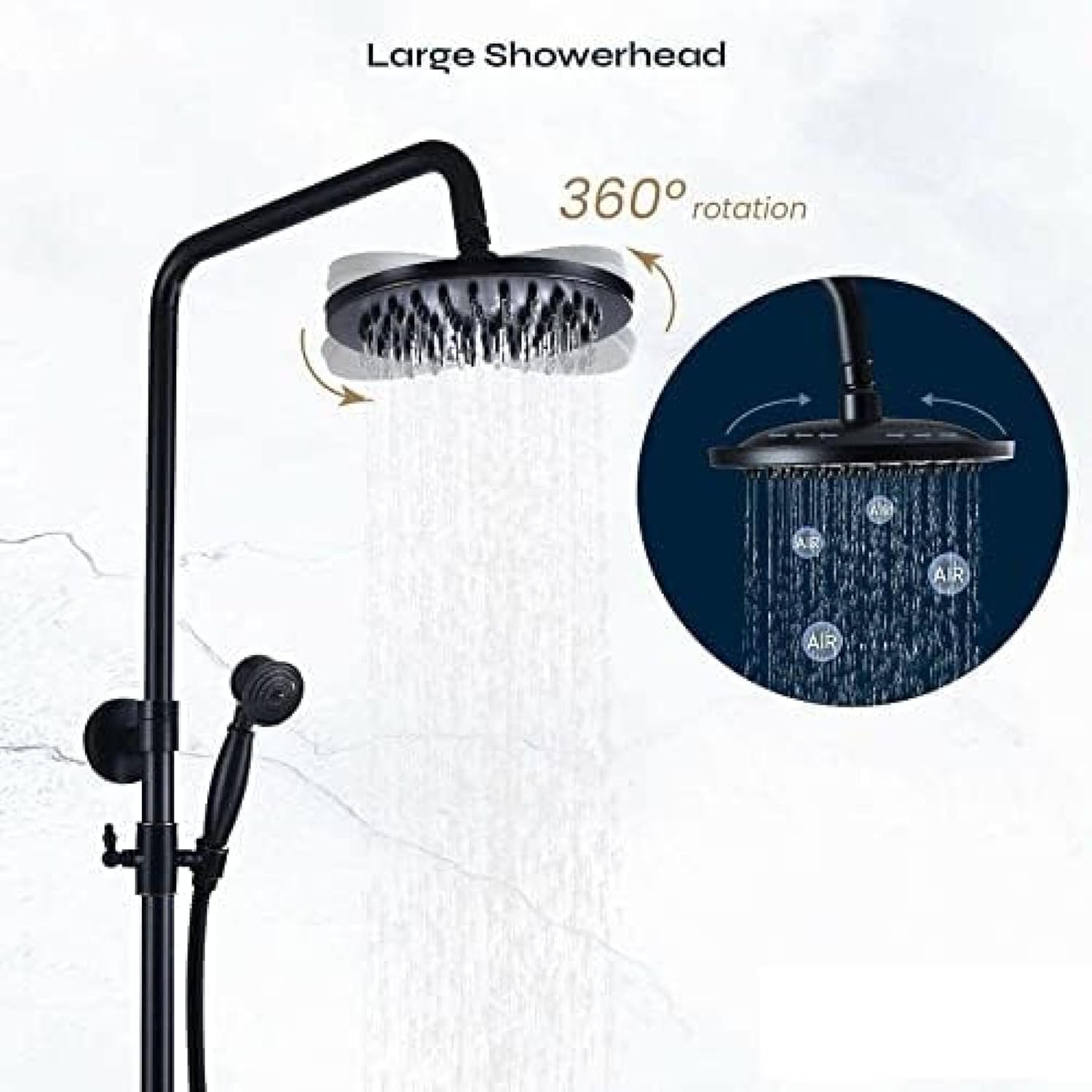 TECKI 8inch Rainfall Shower System Set with Handheld Spray