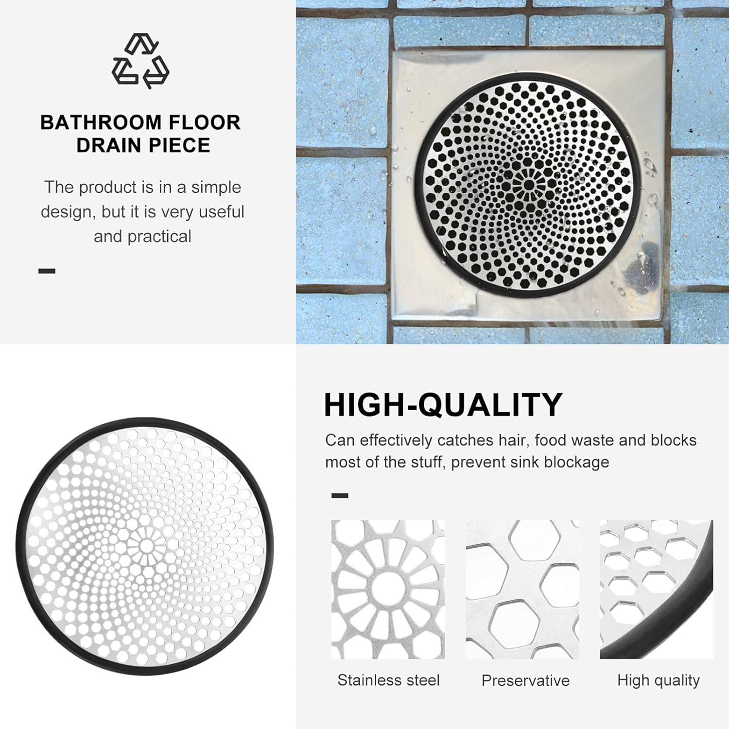 DOITOOL Floor Drain Cover with Hairpin Strainer