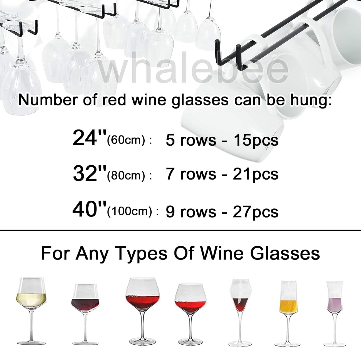 Wall Mounted Wine Rack with 9 Rows of Hooks