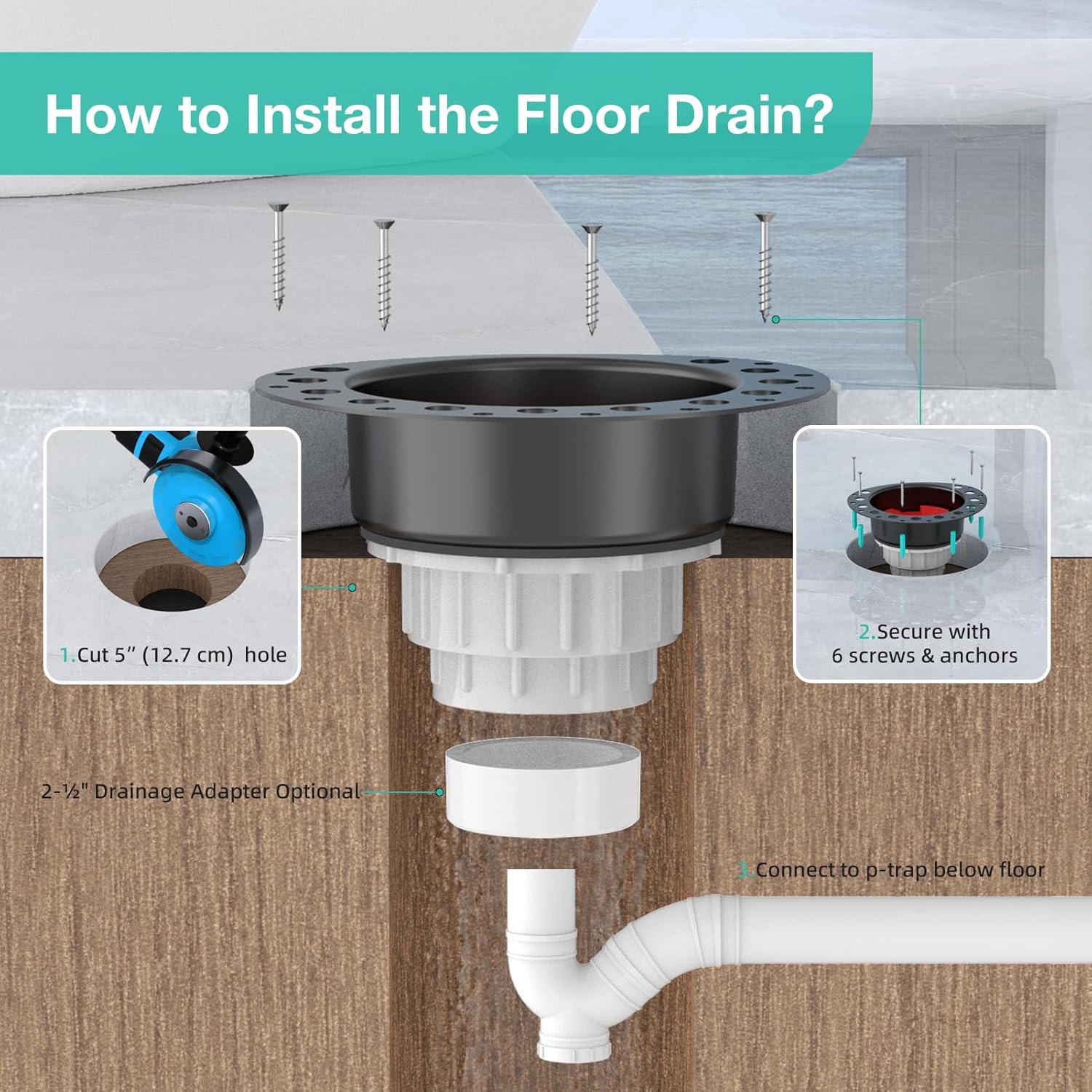 PVC Island Tub Drain Rough-in Kit for Freestanding Bathtub