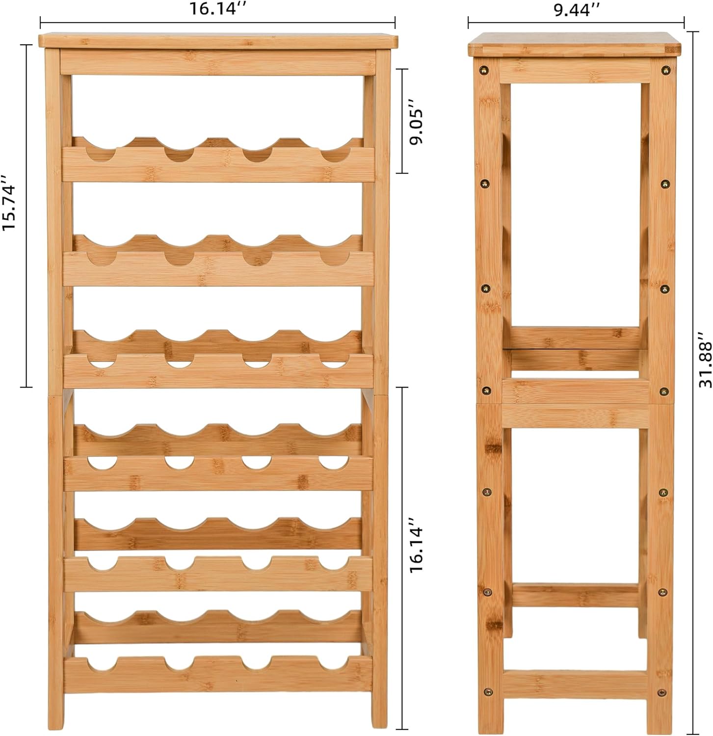 VASMIA 6-Tier Bamboo Wine Rack for 24 Bottles