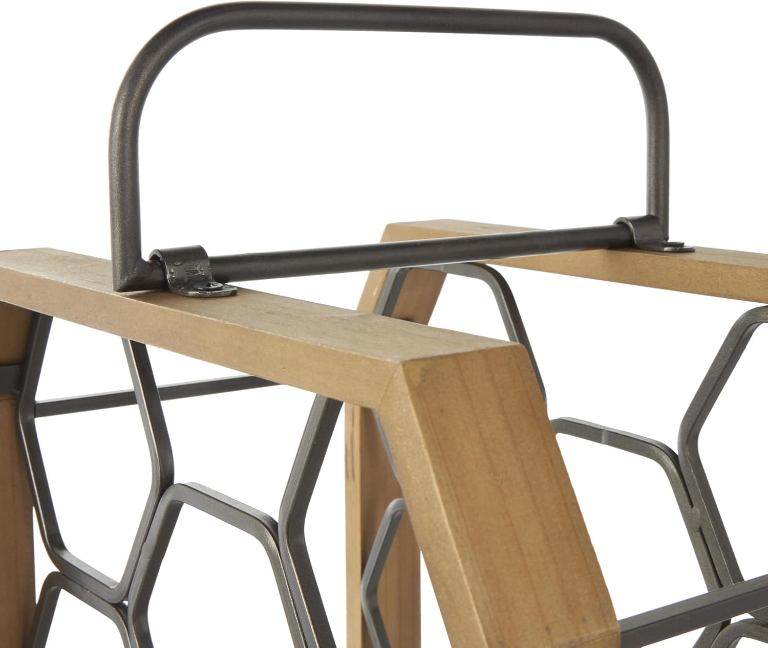 Deco 79 Industrial Wood Wine Rack with Gray Hex Holders