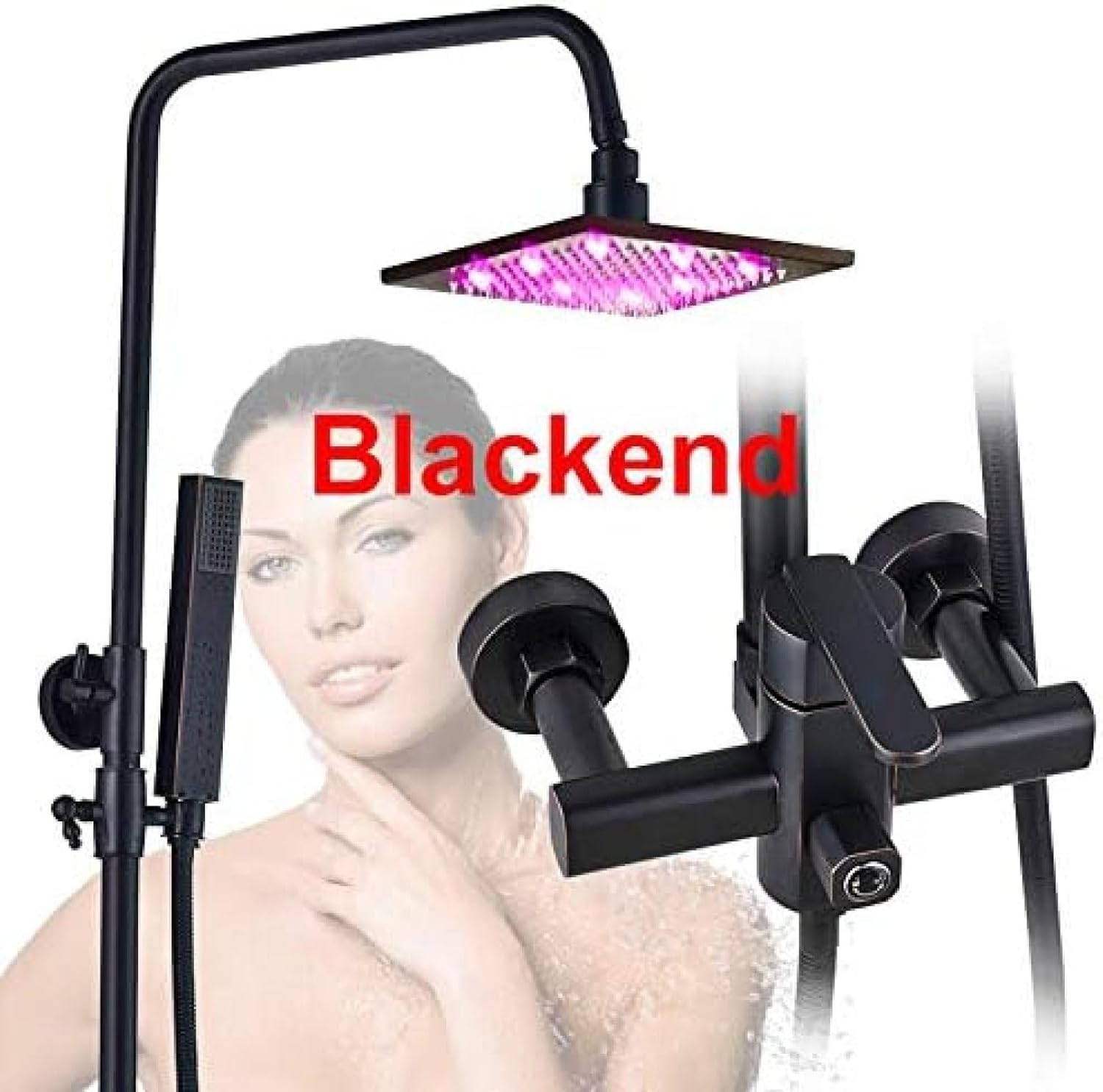 TECKI Shower Faucet with LED and Handheld Rainfall Head Set