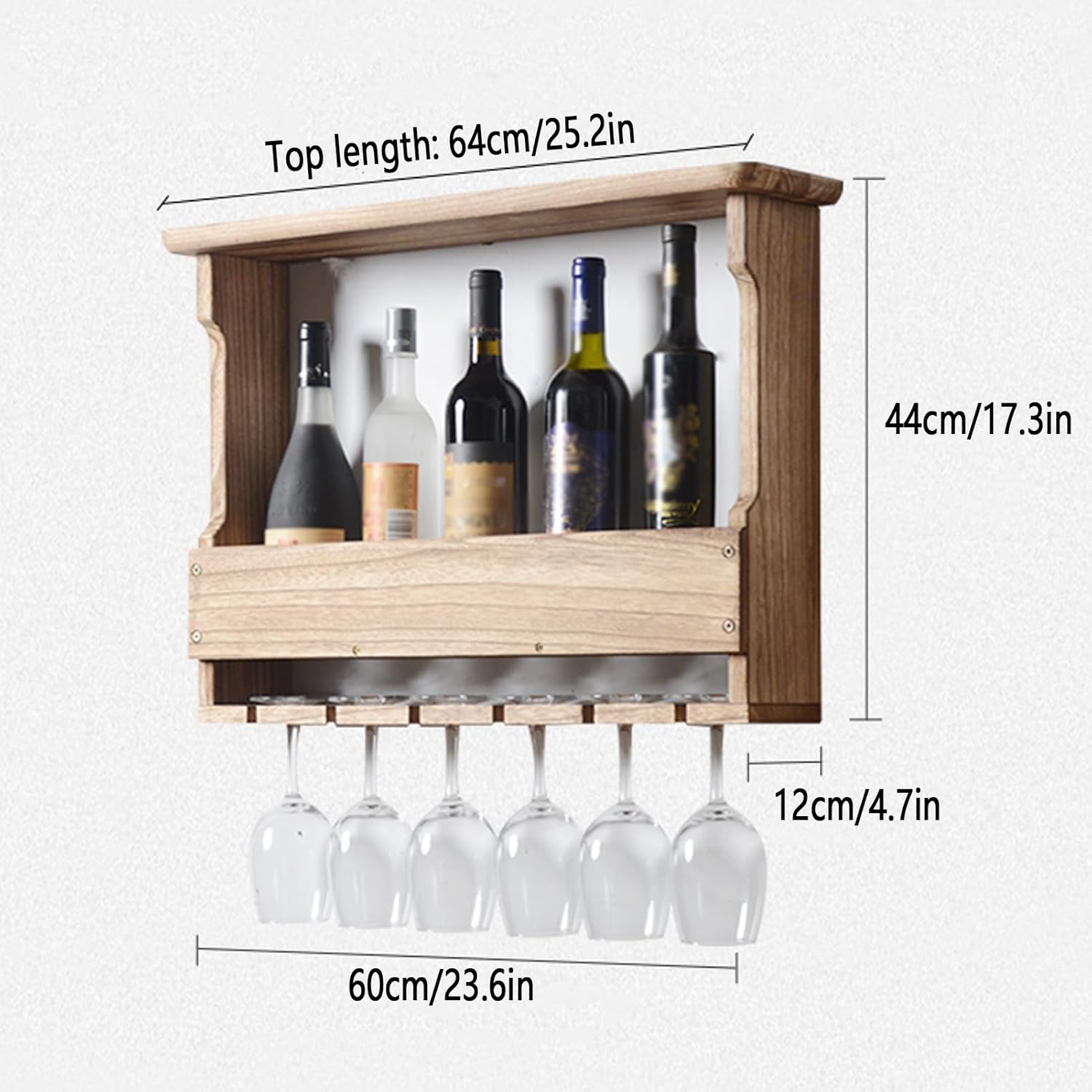 ERICAT Wall Mounted Wood Wine Rack for 6 Bottles