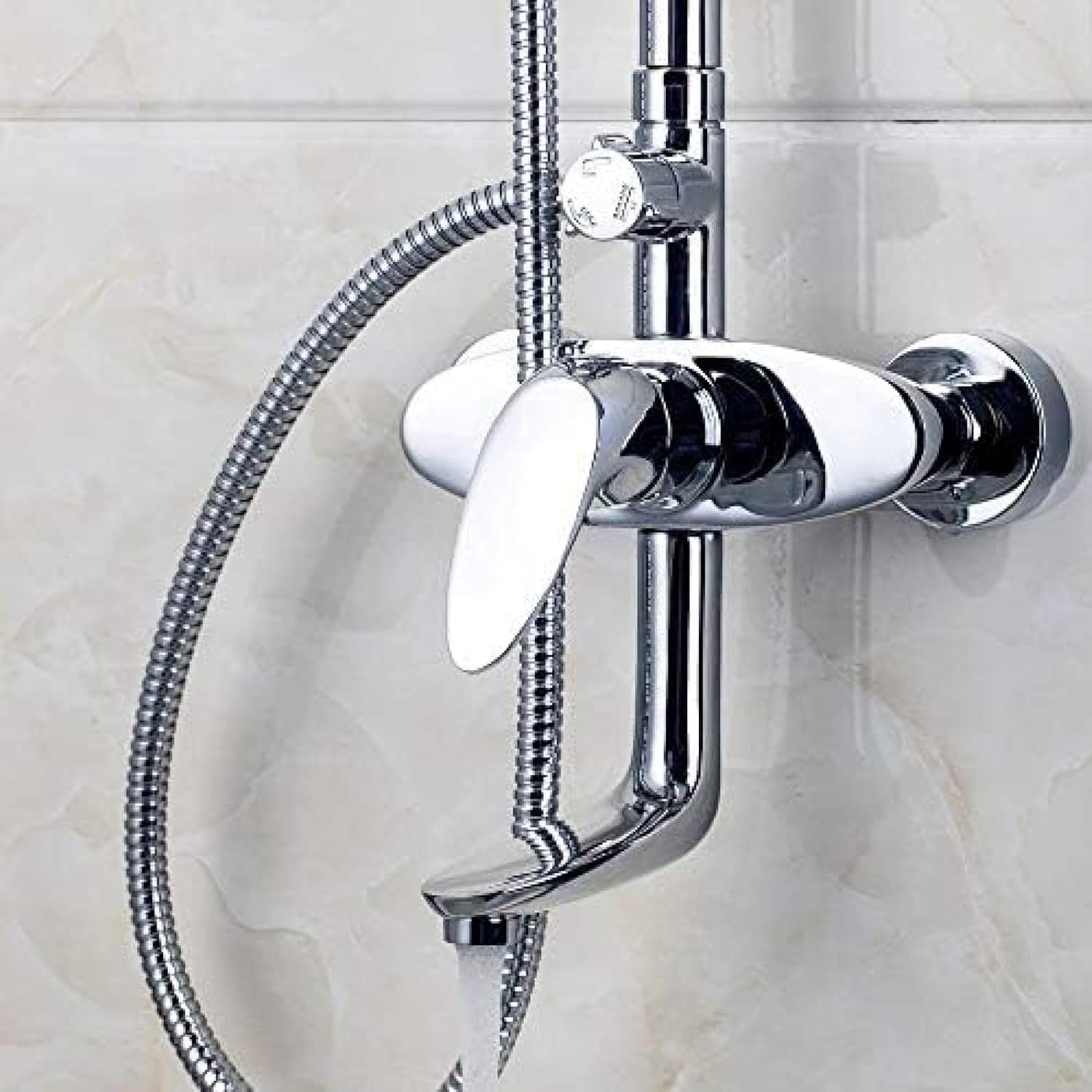 TECKI Square Chrome LED Rain Shower Wall Mount Set