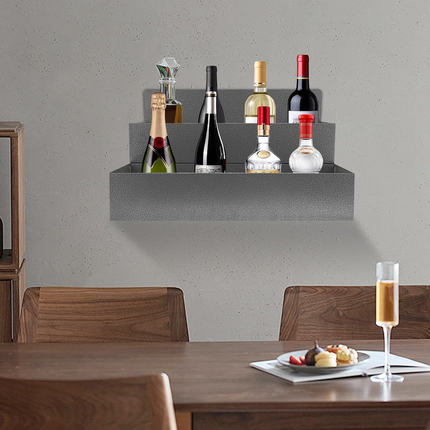 HOLMZCED 2 Tiers Wall Mounted Wine Rack
