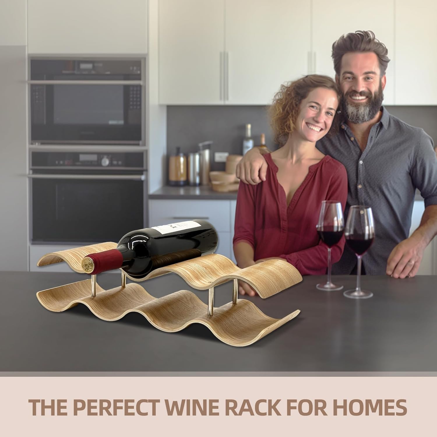 Bellglee 2-Tier Wooden Wine Rack Stand 7 Bottles