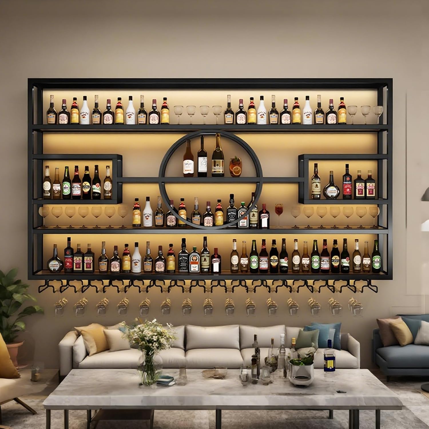 63 In Wall Mounted Wine Rack with Storage
