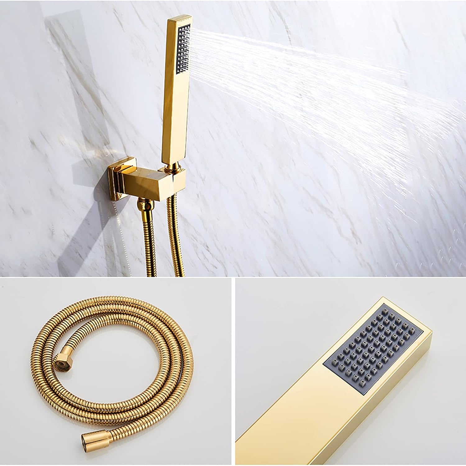 Gold Shower Faucet Set with 6 Body Spray Jets