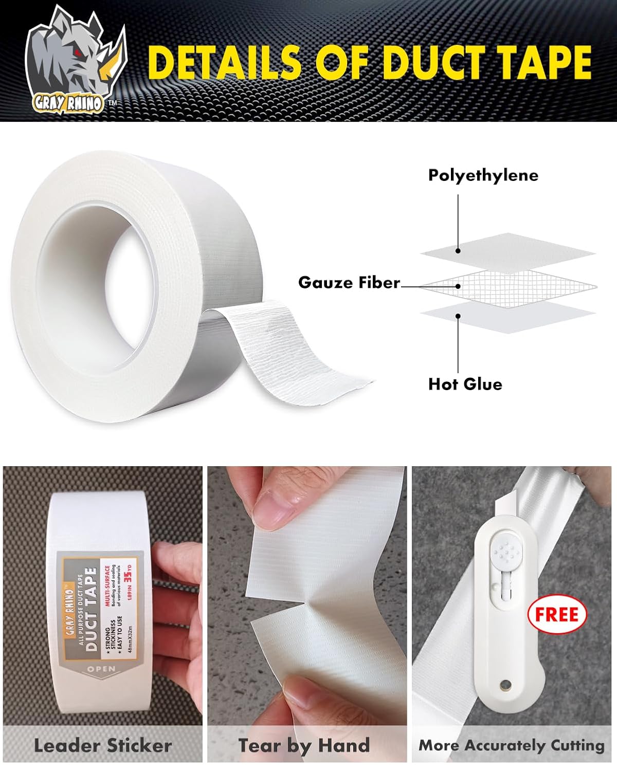 Heavy Duty Waterproof Duct Tape 188in 105ft Blackout Tearable