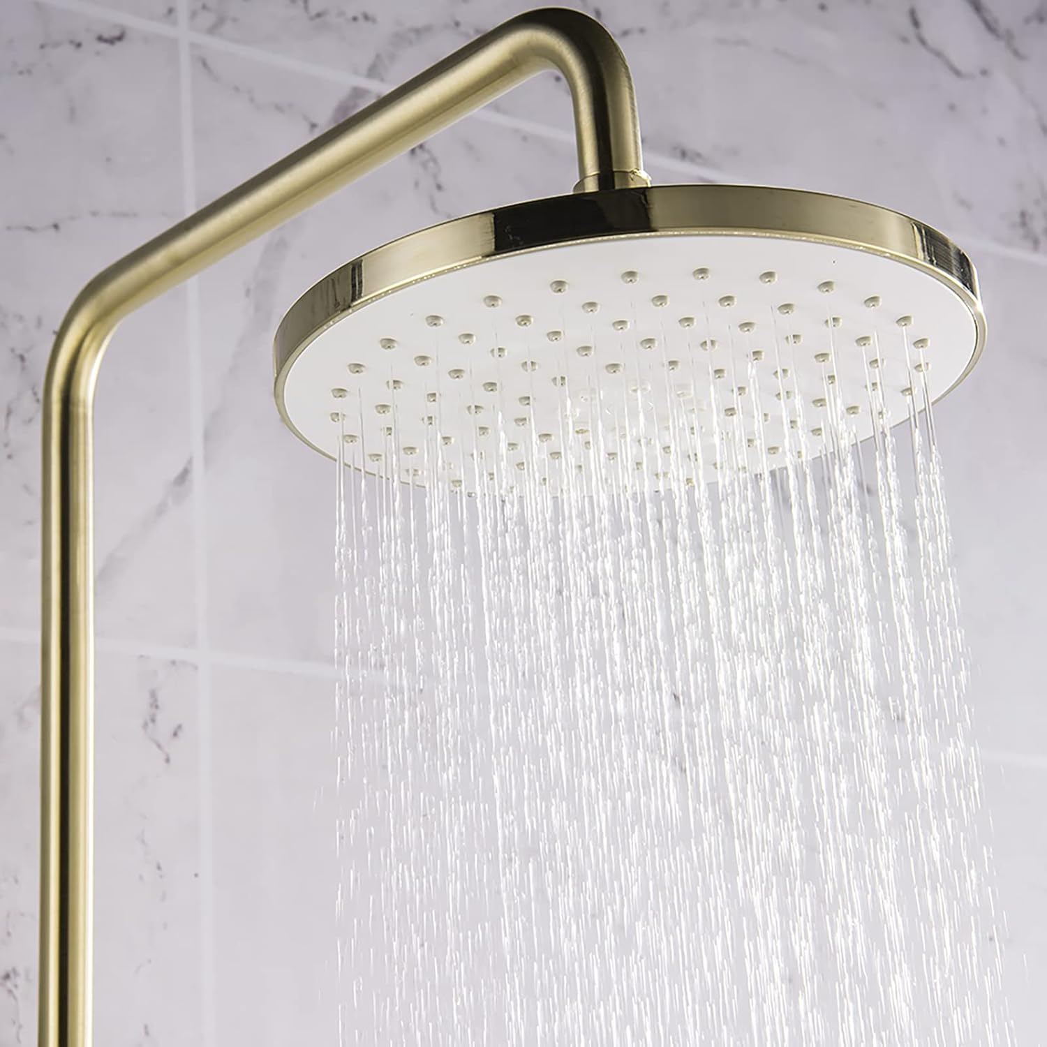 10 Inches Brushed Gold Shower Combo Set with Rainfall Handheld and Tub Tap