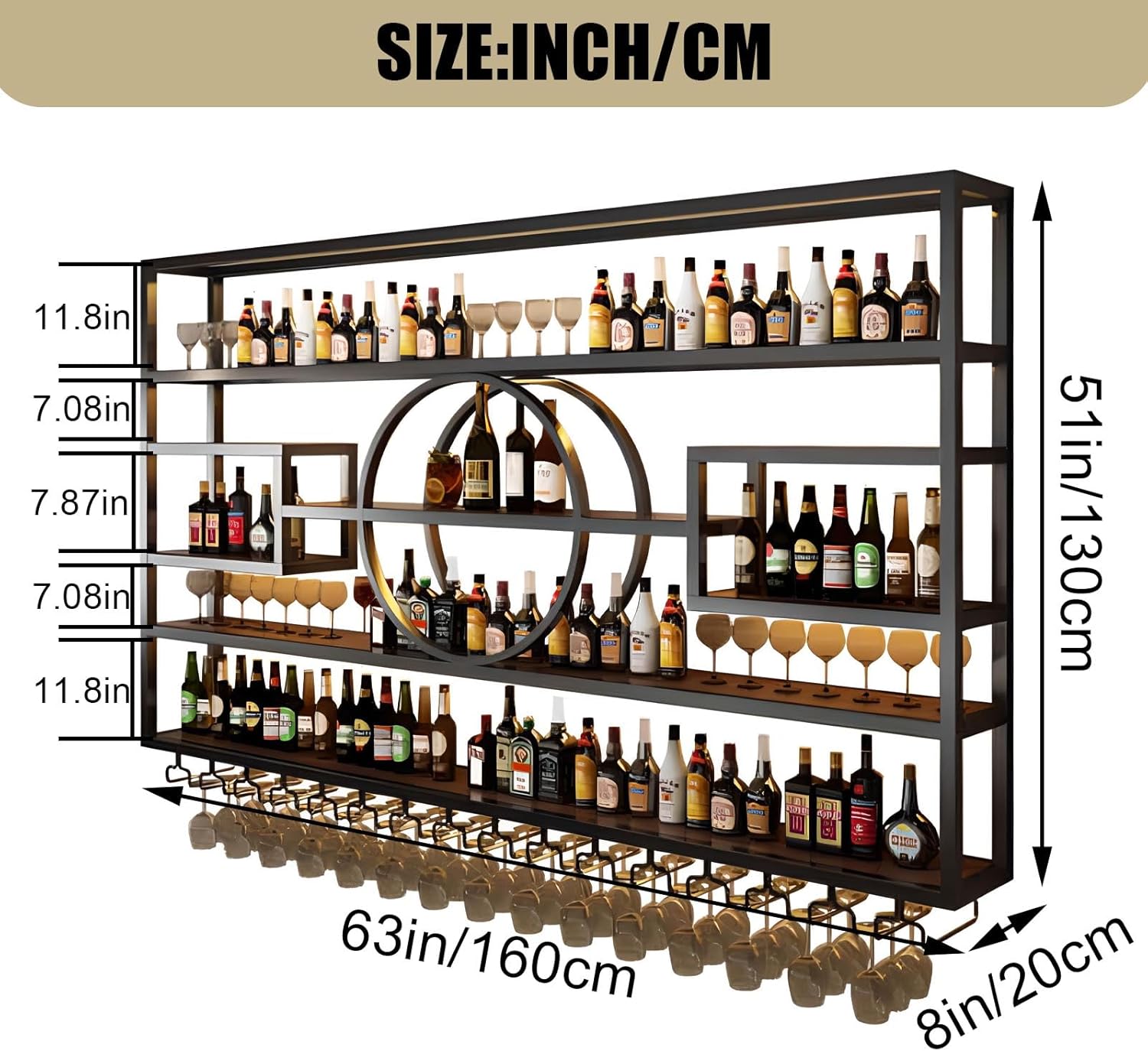 63 In Wall Mounted Wine Rack with Storage