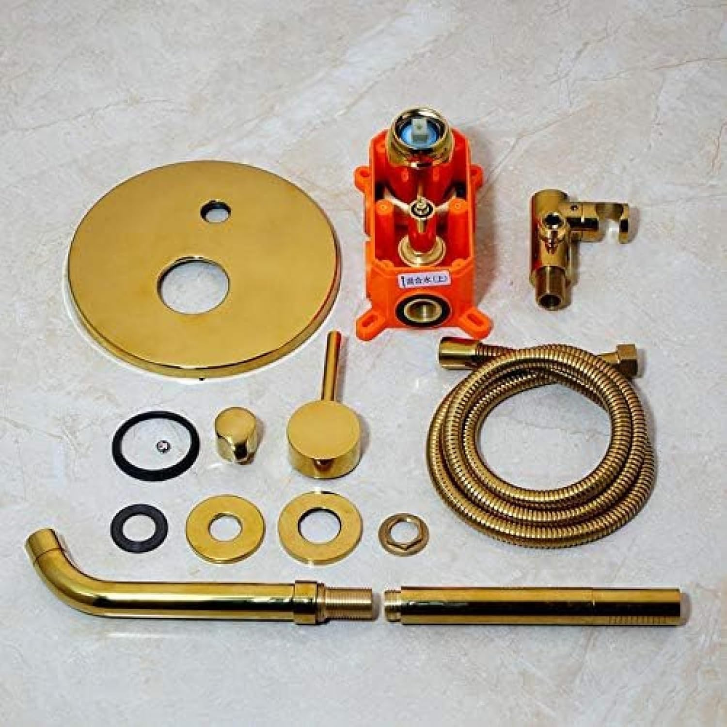 TECKI Brushed Gold Brass Bathroom Shower Set