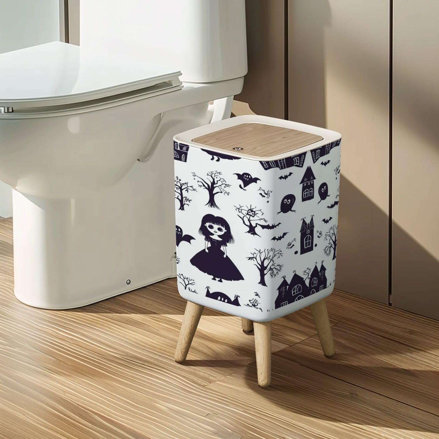 Small Trash Can with Lid 26 Gallon Gothic Design Waste Bin