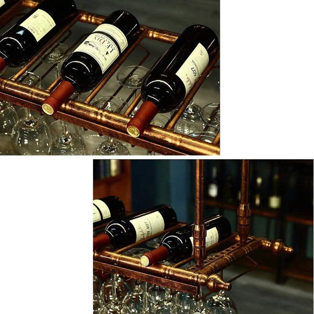 ZJDYDY Wall-Mounted Wine Rack Black Metal Frame with Adjustable Stemware Shelf
