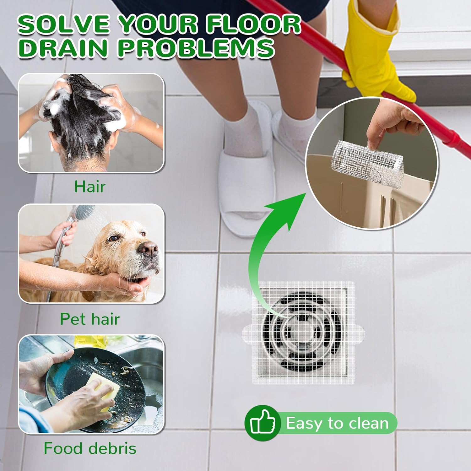 40 Pack Disposable Square Hair Catcher for Drains