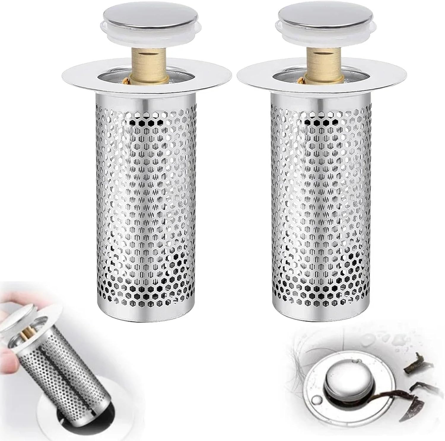 Kingdong Stainless Steel Basin Drain Filter 2PCS