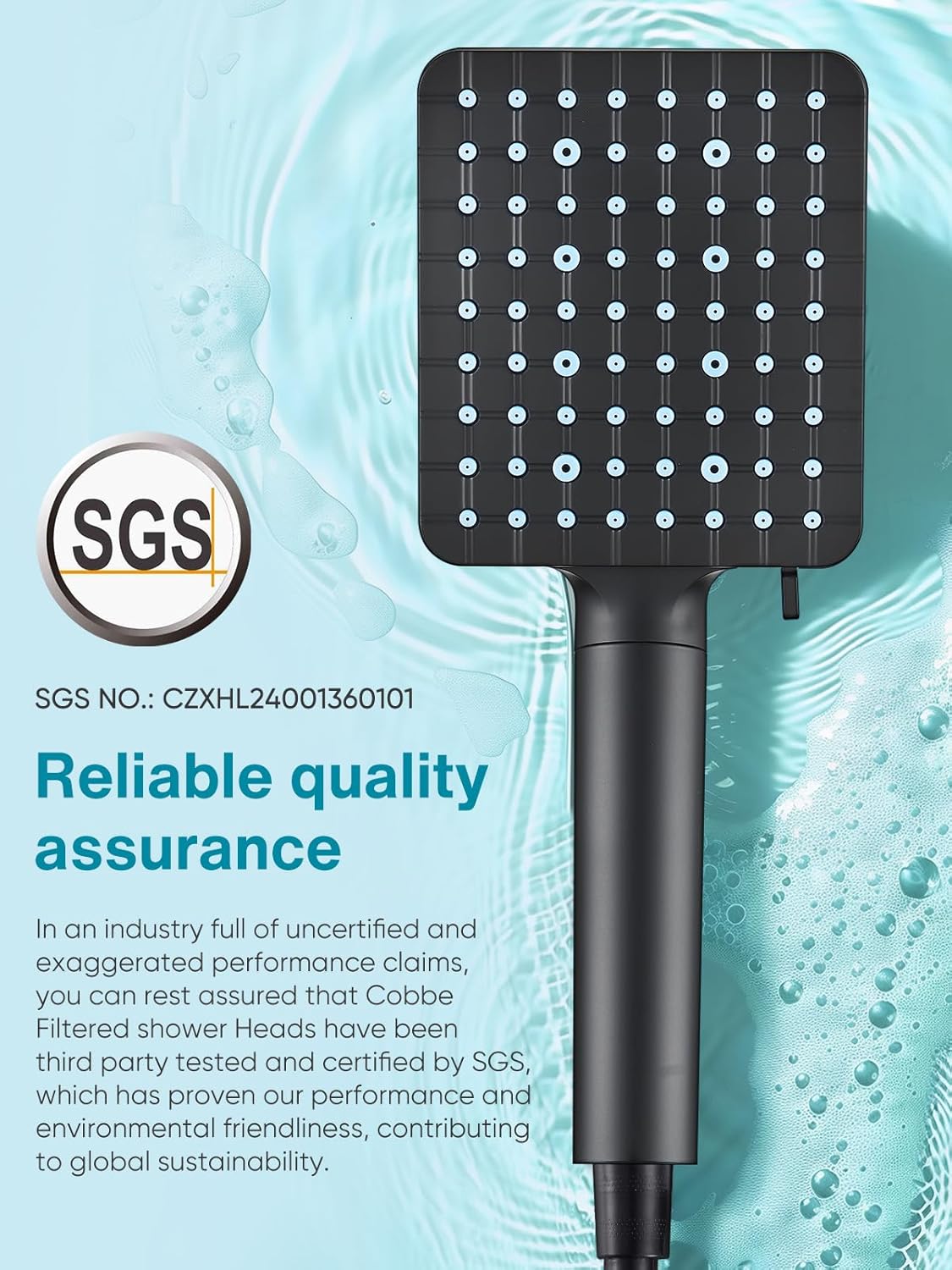 Cobbe Matte Black Handheld Shower Head with 6 Spray Modes