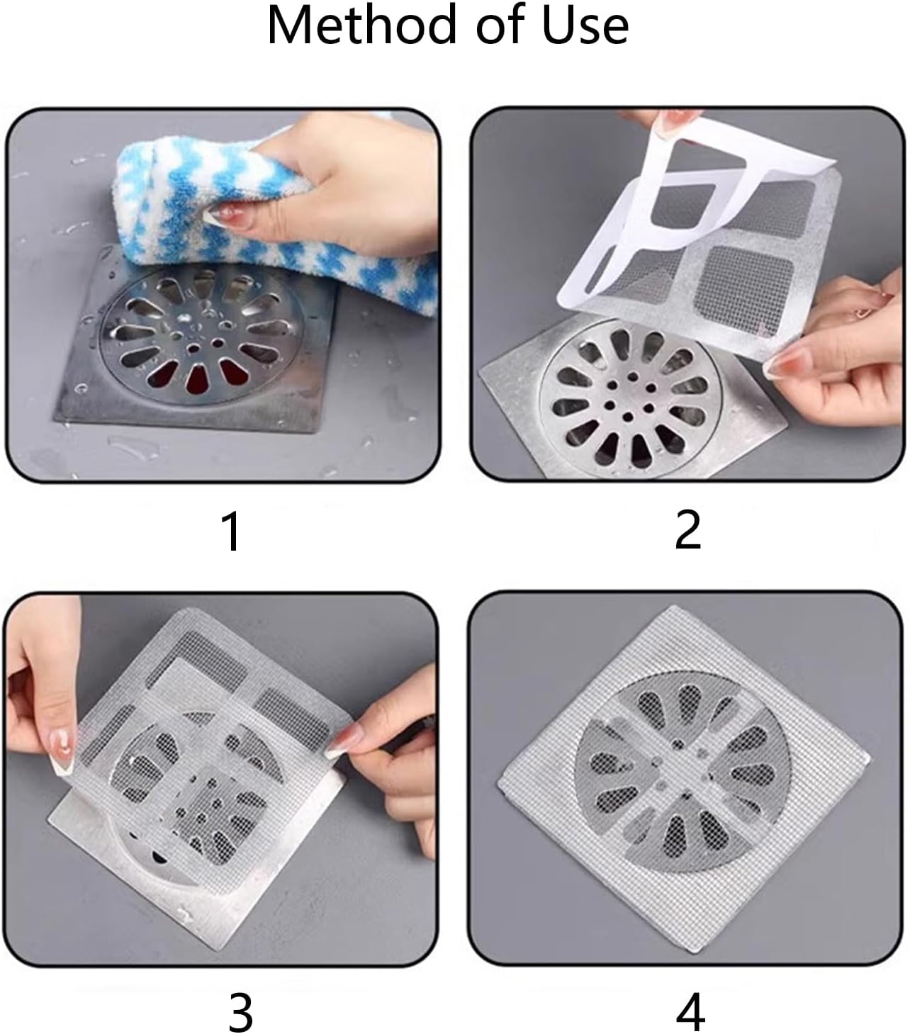 BOYYOEE 4 x 4 Drain Hair Catcher 30 PCS Pack