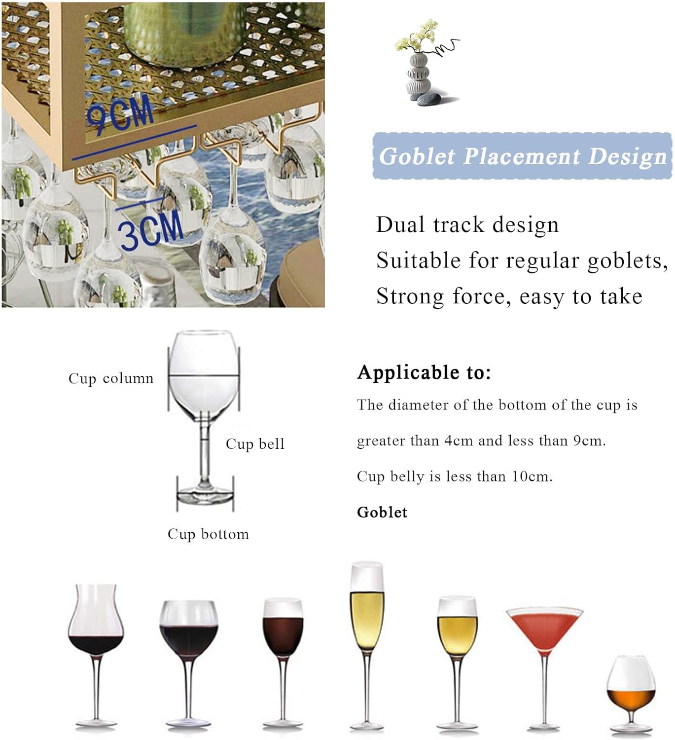 ZJDYDY Wall-Mounted Wine Racks with Glass Holders