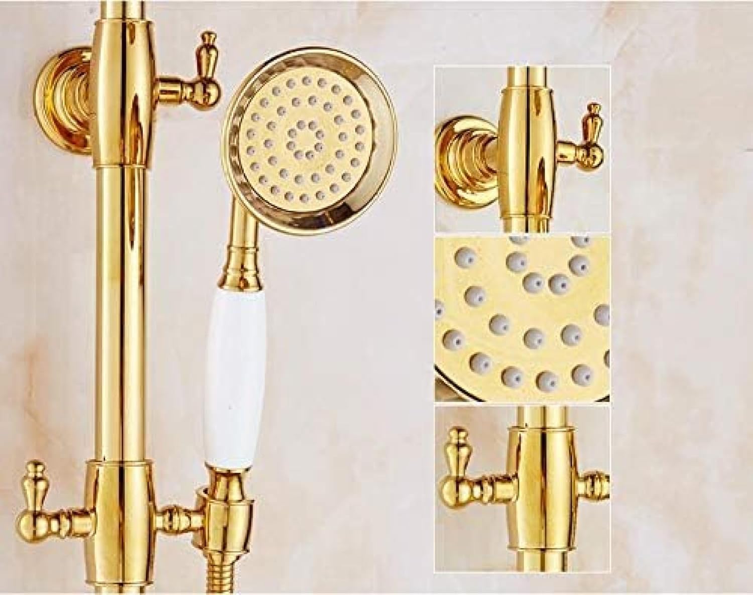 Hot Luxury Brass Jade Rainfall Shower Set 8 Inch Handheld