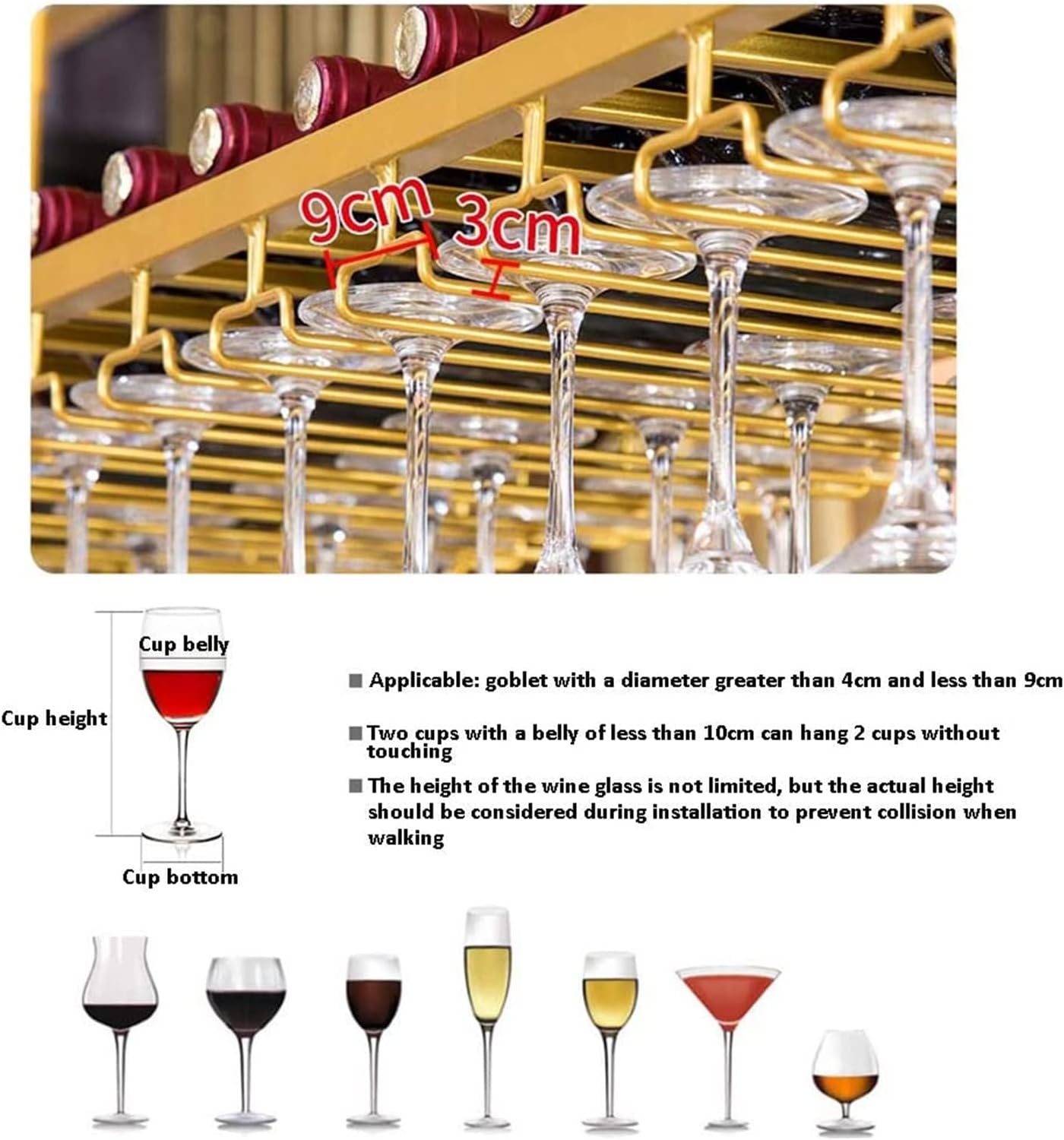 ALDEPO Wall-Mounted Wine Rack with Adjustable Metal Holder
