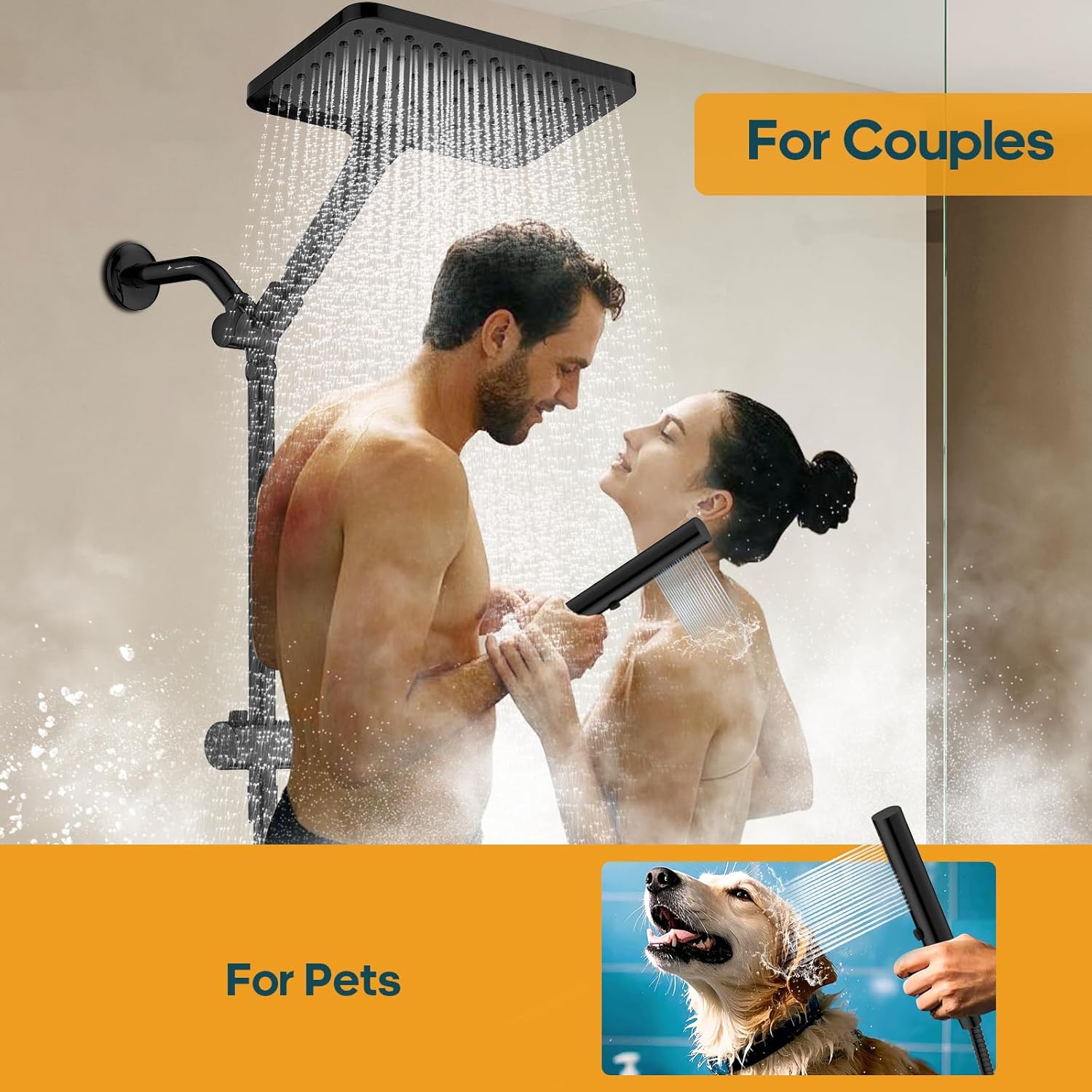 Hombeter Dual Shower Head Combo Matte Black
