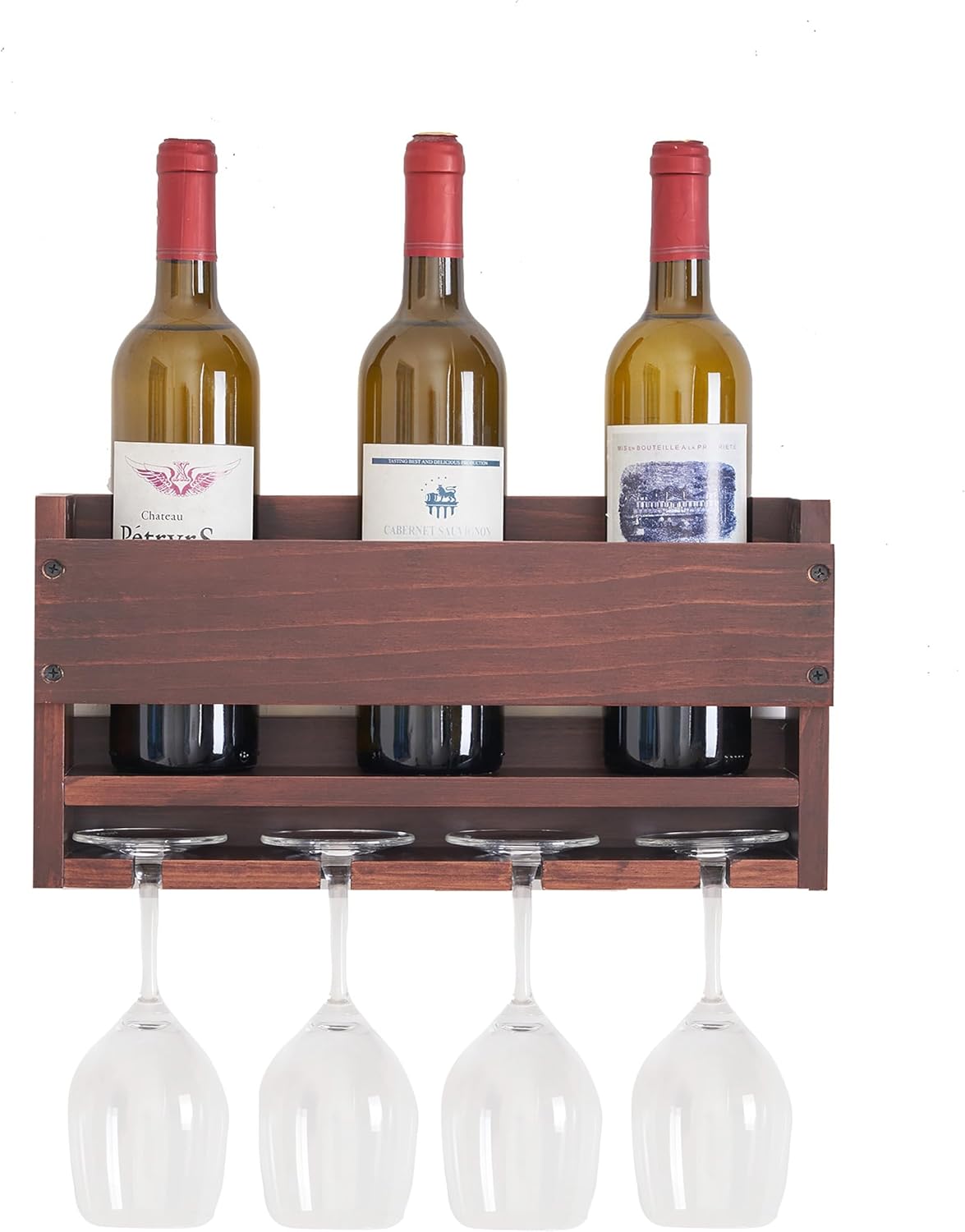 Modern Wall-Mounted Wine Rack with Cup Holder