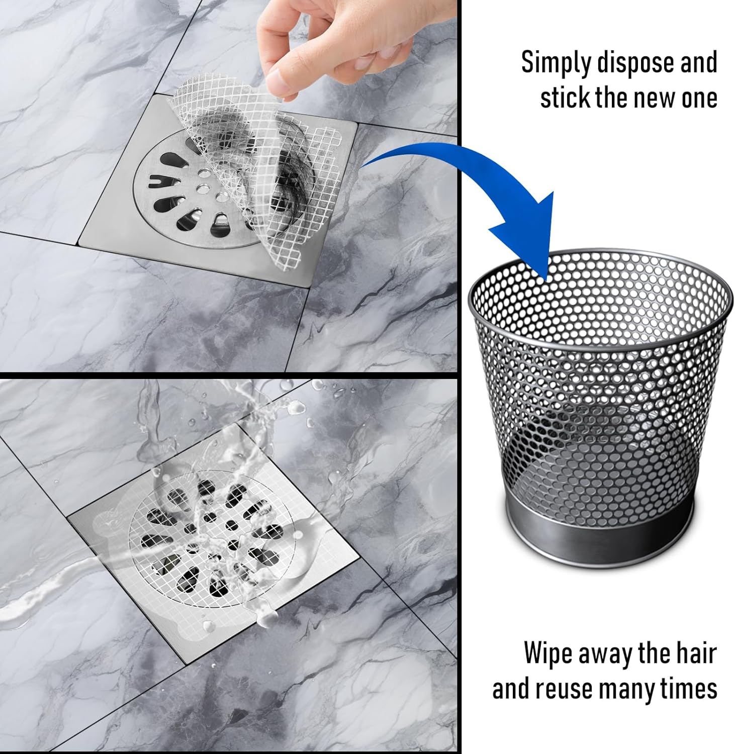20 Pack Disposable Shower Hair Catcher Stickers