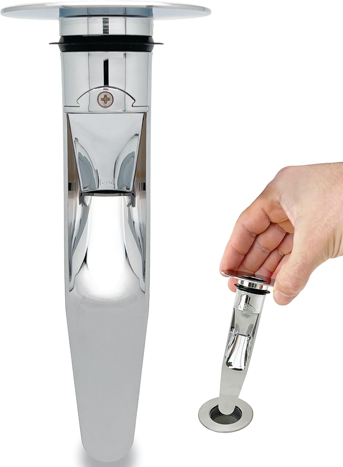 DrainFunnel Chrome Sink Drainer for Hair Clog Prevention