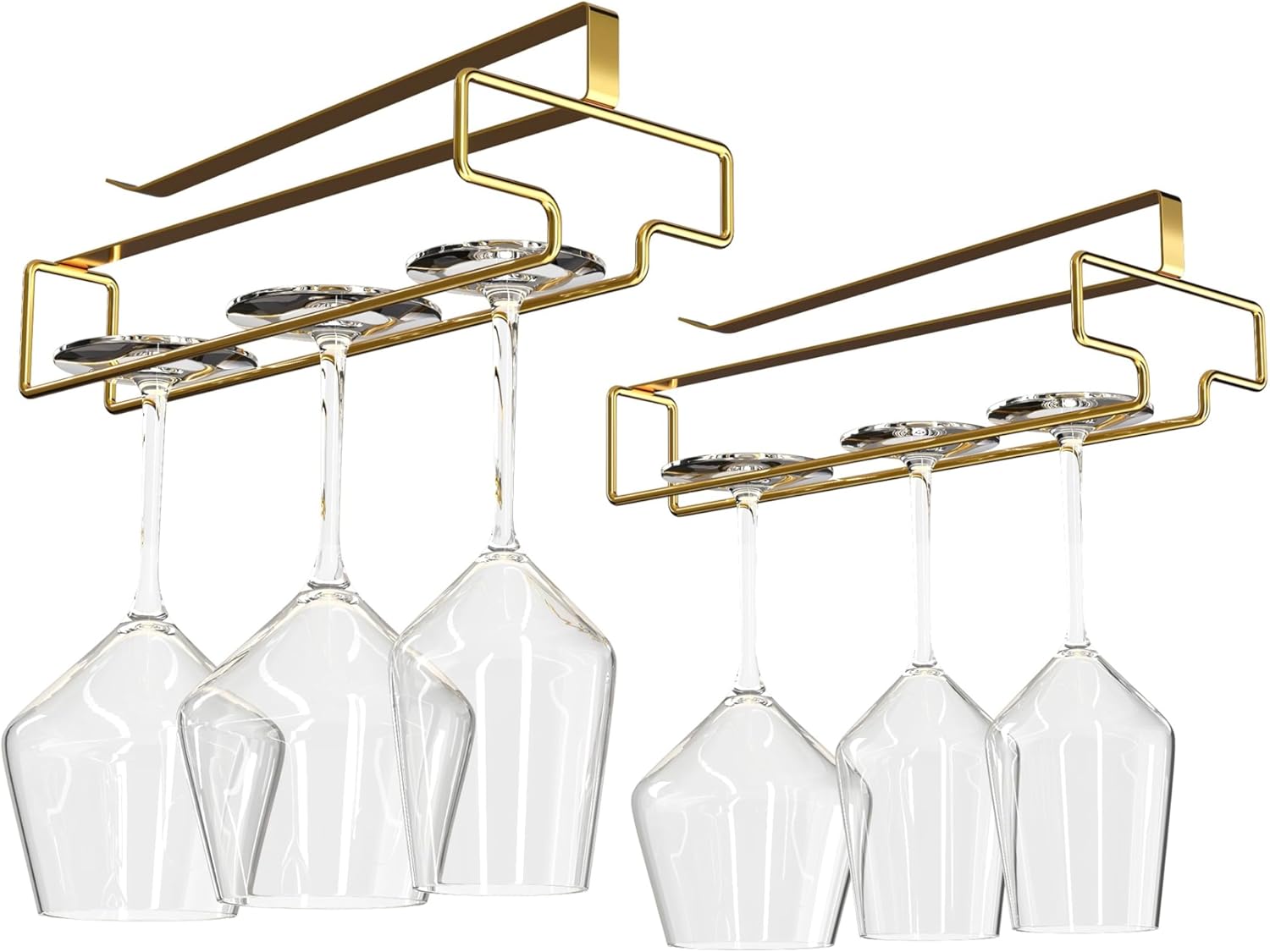 2Pcs Wine Glass Hanger - No-Drill Quick Install Home Stemware Rack