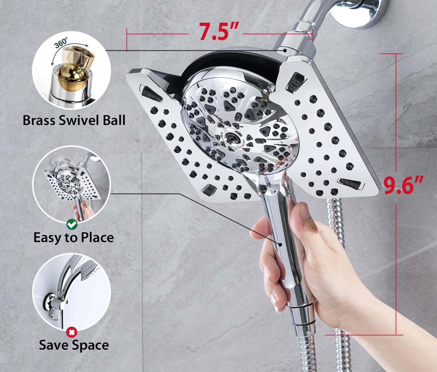 INAVAMZ 25 GPM 2-in-1 Shower Head with Handheld