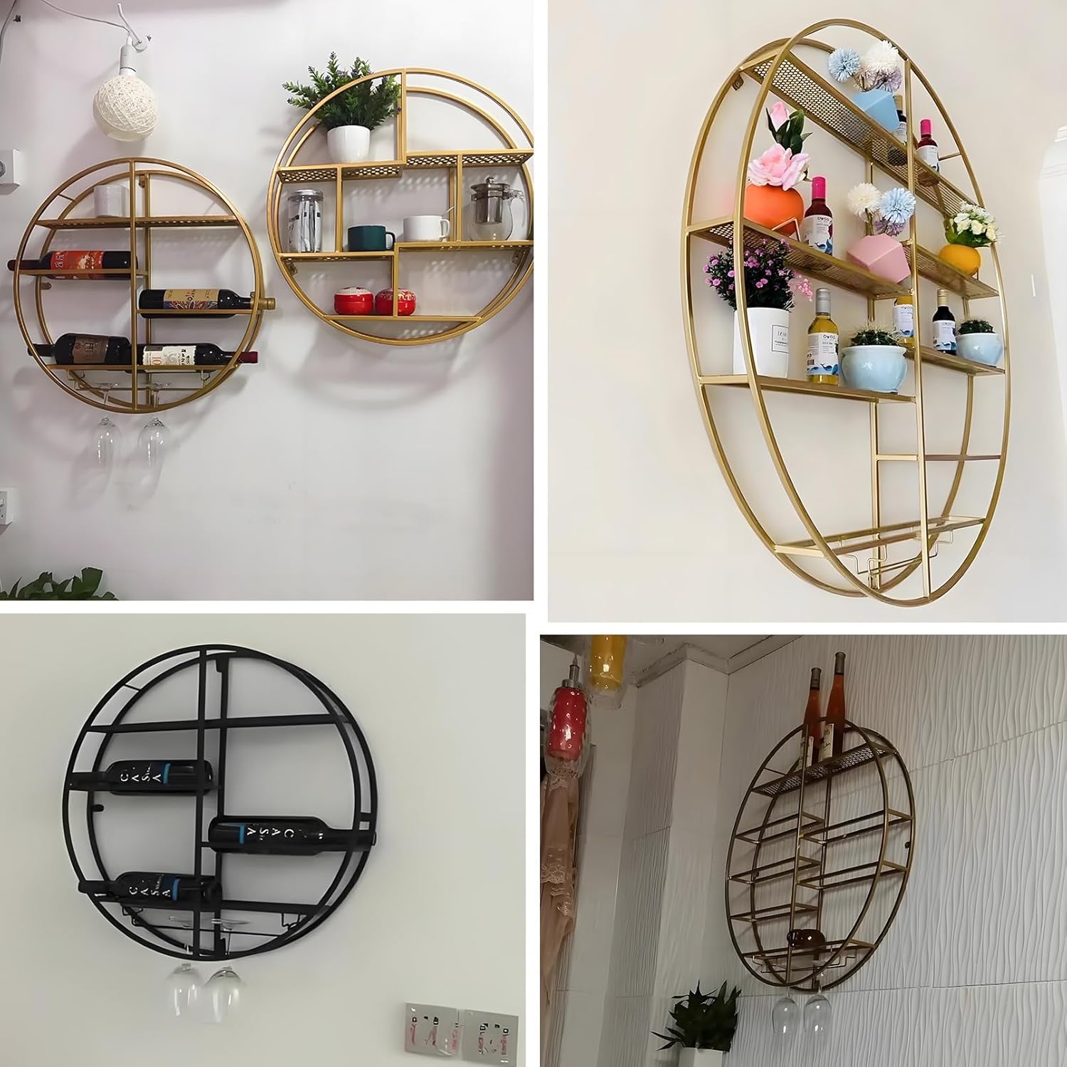 YVYKFZD Wall-Mounted Wine Rack Space-Saving Black Design 60x11x60cm