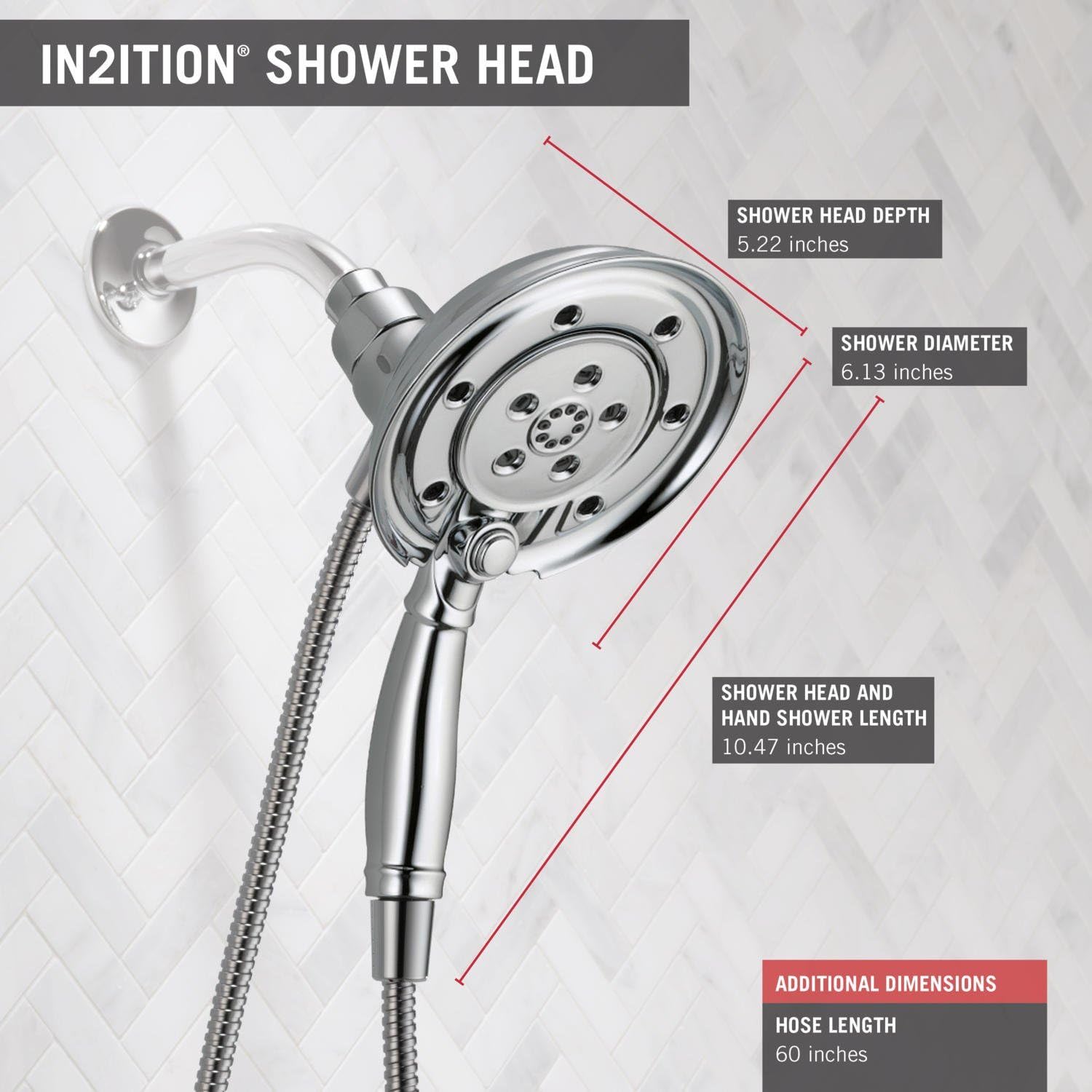 Delta Faucet 4-Spray PowerDrench Shower Head with Hose and Magnetic Docking