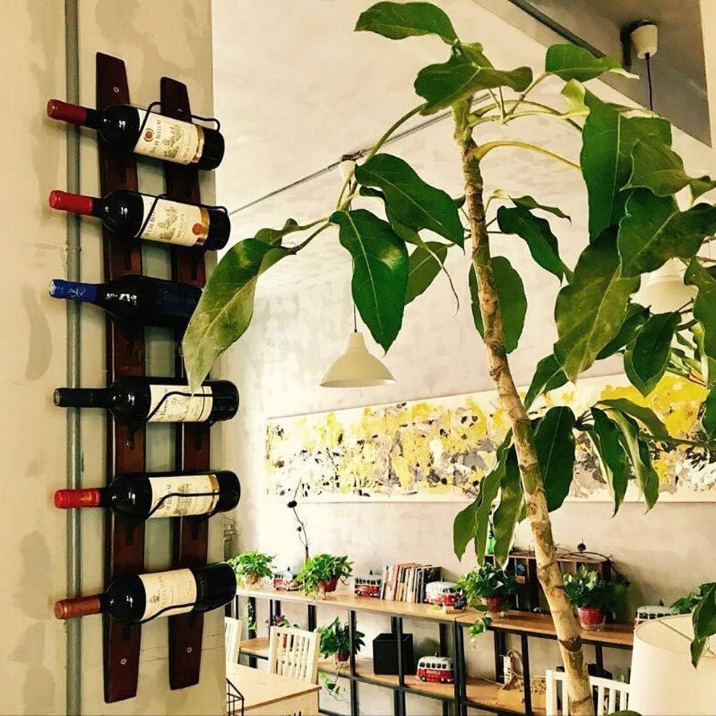 Wall Mounted Wine Rack 6 Bottle Storage with Iron Frame