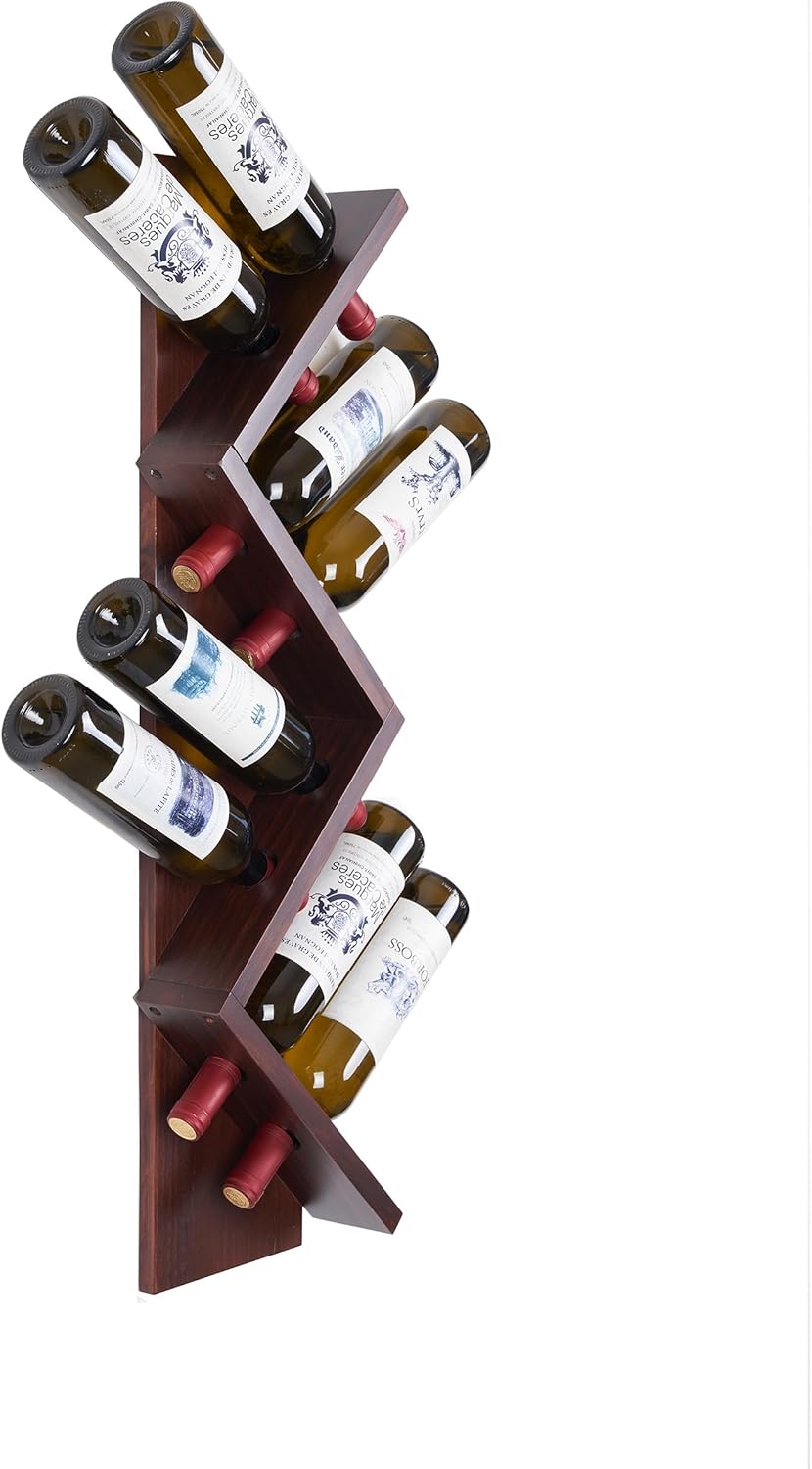 Vertical Wall-Mounted Wood Wine Rack for 8 Bottles
