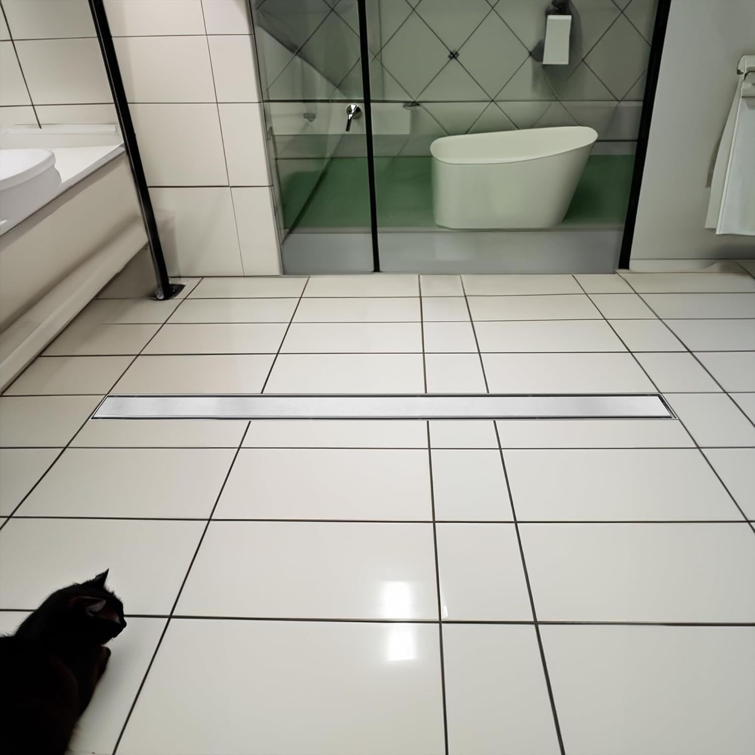 48 Inch Linear Shower Drain with Removable Panel