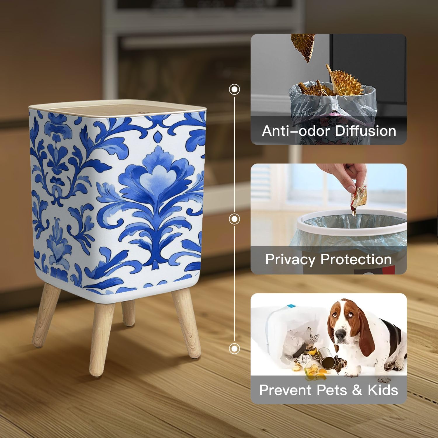 26 Gallon Small Trash Can withPress Cover Dog Proof Lid