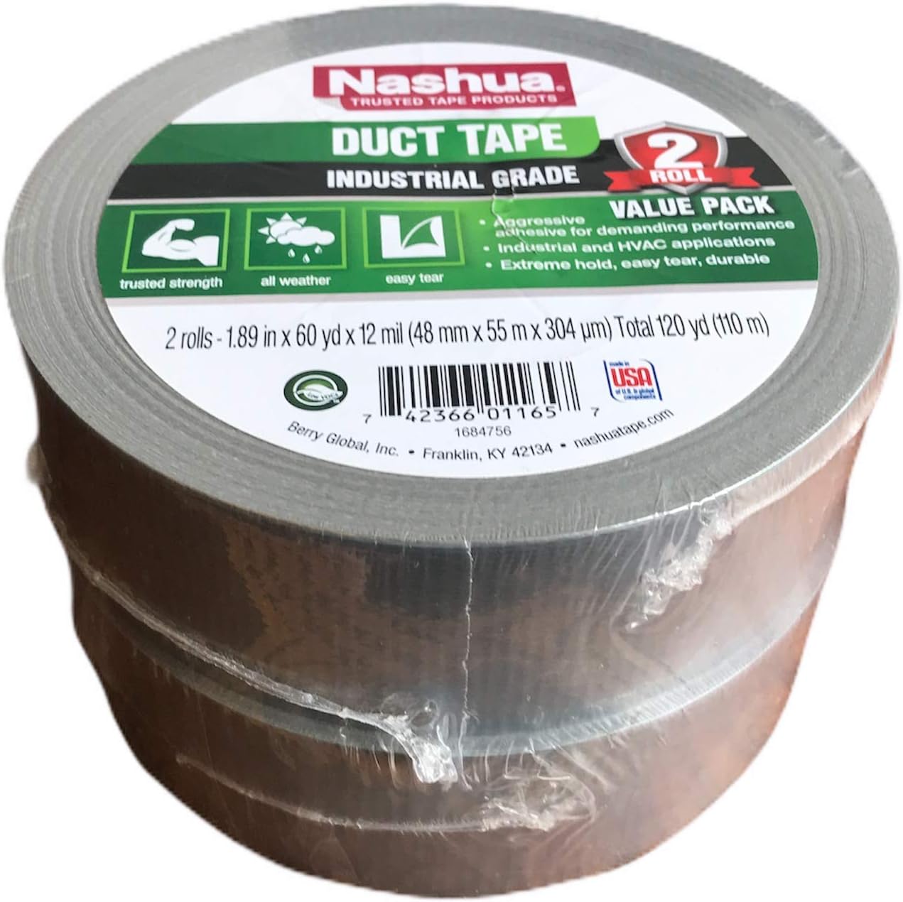 Nashua Duct Tape 12 Mil Thick 2 x 60 Yard 2 Pack