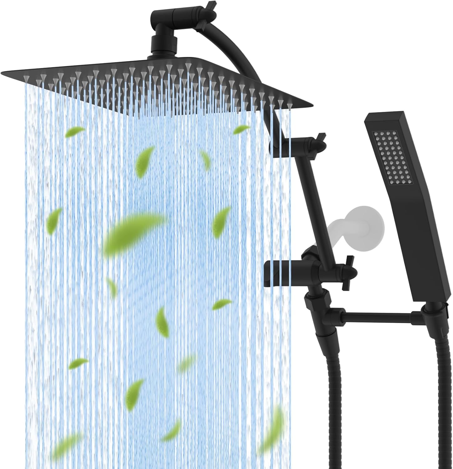 Hibbent All Metal 10x9 Rainfall Handheld Shower Combo