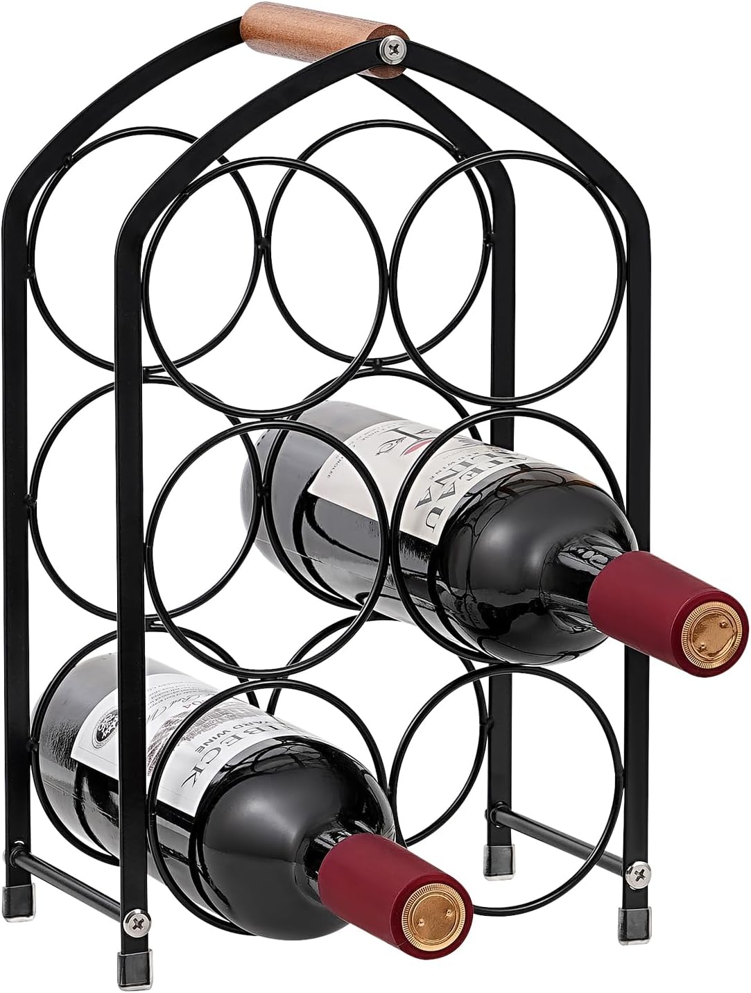 Tocemei 6-Bottle Tabletop Wine Rack Black