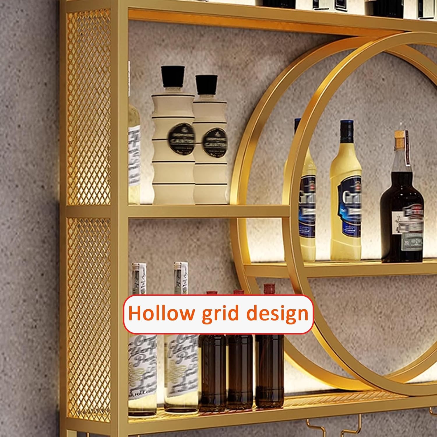 JIAOCKJIAO Wall-Mounted Wine Rack 3-Layer Metal Holder with Dust-Proof Design