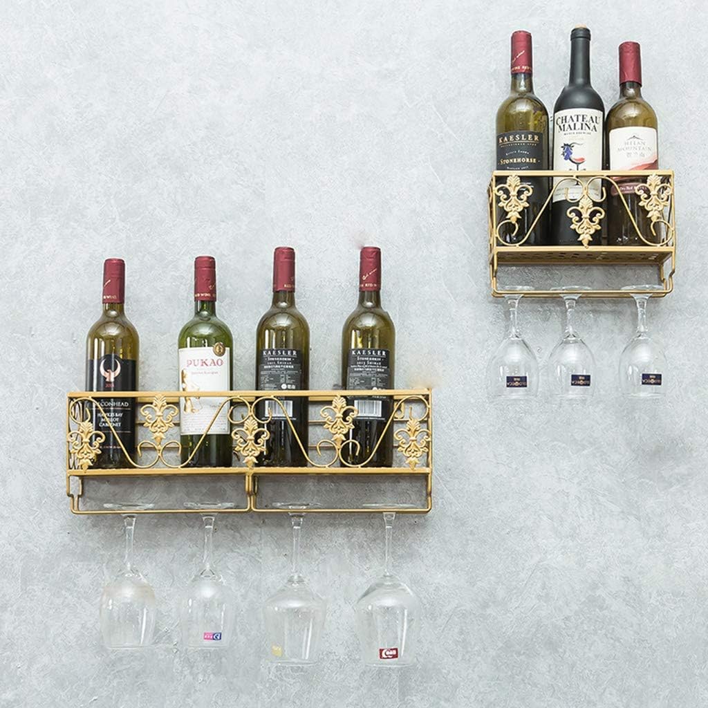 LASEVE Wall-Mounted Wine Rack with Glass Holder